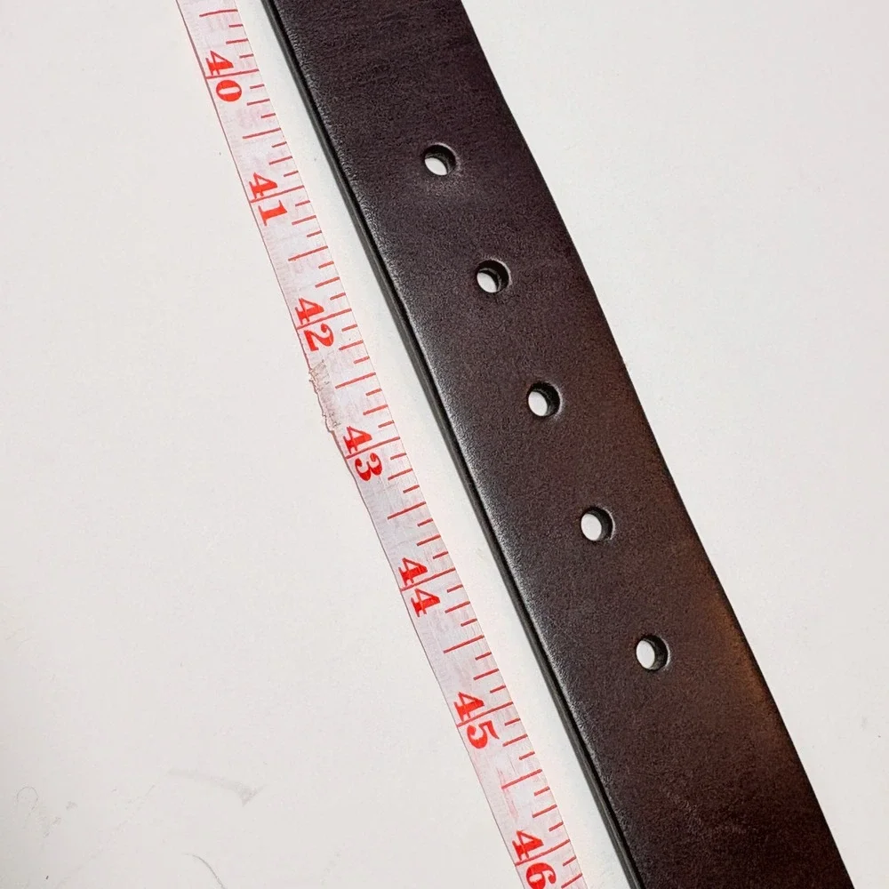 Lauren Ralph Lauren Women Dark Brown Leather Belt Size 42 Classic Brass Buckle